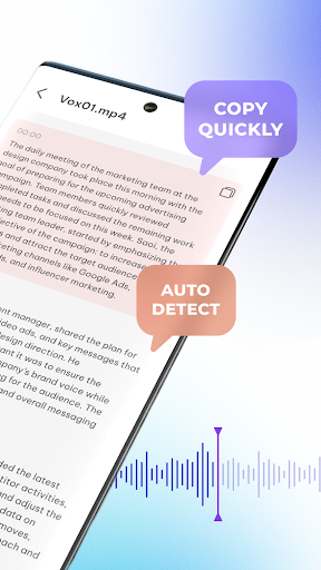 AI transcript with quick copy
